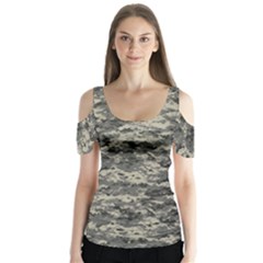 Us Army Digital Camouflage Pattern Butterfly Sleeve Cutout Tee 