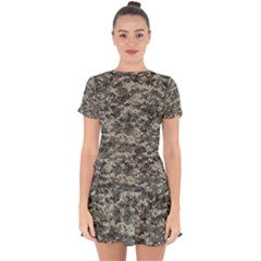 Us Army Digital Camouflage Pattern Drop Hem Mini Chiffon Dress by BangZart