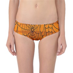 Vector Seamless Pattern With Spider Web On Orange Classic Bikini Bottoms by BangZart