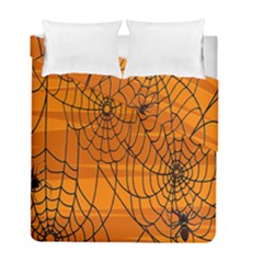 Vector Seamless Pattern With Spider Web On Orange Duvet Cover Double Side (full/ Double Size) by BangZart