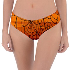 Vector Seamless Pattern With Spider Web On Orange Reversible Classic Bikini Bottoms by BangZart