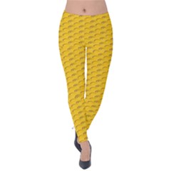 Yellow Dots Pattern Velvet Leggings by BangZart