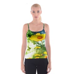 Yellow Flowers Spaghetti Strap Top by BangZart