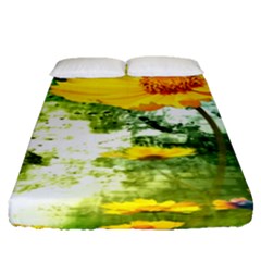 Yellow Flowers Fitted Sheet (queen Size) by BangZart