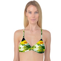 Yellow Flowers Reversible Tri Bikini Top by BangZart