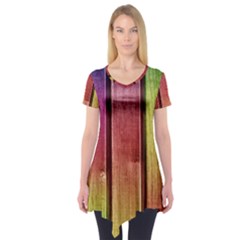 Colourful Wood Painting Short Sleeve Tunic 