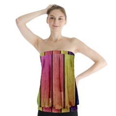 Colourful Wood Painting Strapless Top