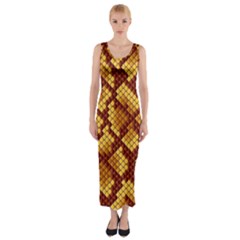 Snake Skin Pattern Vector Fitted Maxi Dress