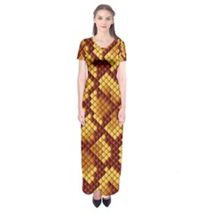 Snake Skin Pattern Vector Short Sleeve Maxi Dress