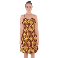 Snake Skin Pattern Vector Ruffle Detail Chiffon Dress by BangZart