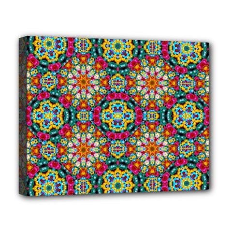 Jewel Tiles Kaleidoscope Deluxe Canvas 20  X 16   by WolfepawFractals