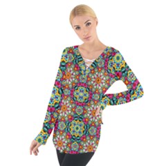 Jewel Tiles Kaleidoscope Women s Tie Up Tee