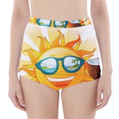 Cartoon Sun High-waisted Bikini Bottoms by LimeGreenFlamingo