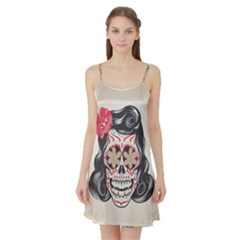 Woman Sugar Skull Satin Night Slip