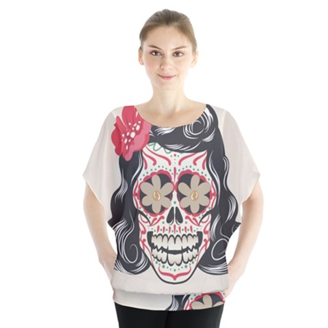 Woman Sugar Skull Blouse by LimeGreenFlamingo