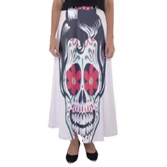 Man Sugar Skull Flared Maxi Skirt by LimeGreenFlamingo