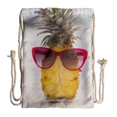 Pineapple With Sunglasses Drawstring Bag (large) by LimeGreenFlamingo