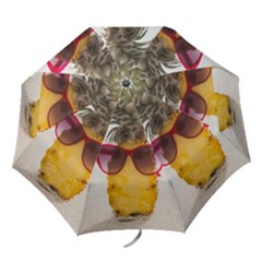 Pineapple With Sunglasses Folding Umbrellas by LimeGreenFlamingo