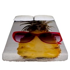 Pineapple With Sunglasses Fitted Sheet (california King Size) by LimeGreenFlamingo