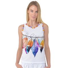 Watercolor Feathers Women s Basketball Tank Top by LimeGreenFlamingo