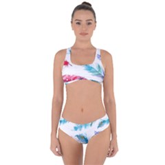 Watercolor Feather Background Criss Cross Bikini Set by LimeGreenFlamingo