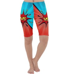 Comic Book Vs With Colorful Comic Speech Bubbles  Cropped Leggings  by LimeGreenFlamingo