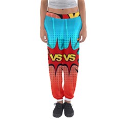 Comic Book Vs With Colorful Comic Speech Bubbles  Women s Jogger Sweatpants by LimeGreenFlamingo