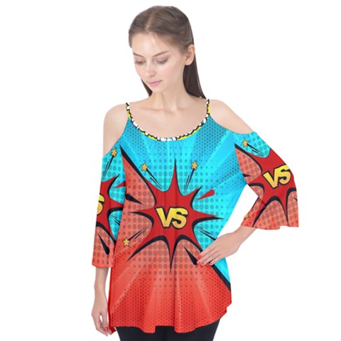 Comic Book Vs With Colorful Comic Speech Bubbles  Flutter Tees by LimeGreenFlamingo