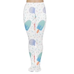 Hand Drawn Ice Creams Pattern In Pastel Colorswith Pink Watercolor Texture  Women s Tights by LimeGreenFlamingo