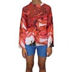 Nice Rose With Water Kids  Long Sleeve Swimwear