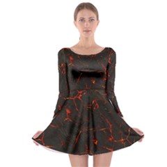 Volcanic Textures Long Sleeve Skater Dress