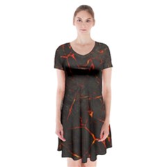 Volcanic Textures Short Sleeve V-neck Flare Dress