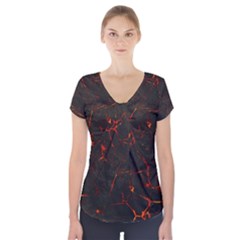 Volcanic Textures Short Sleeve Front Detail Top by BangZart