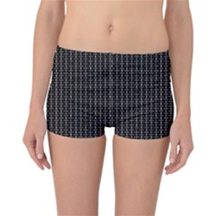 Dark Black Mesh Patterns Reversible Boyleg Bikini Bottoms