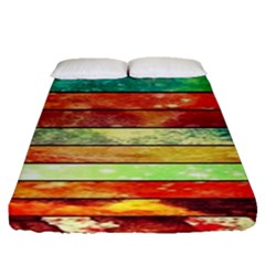 Stripes Color Oil Fitted Sheet (queen Size)