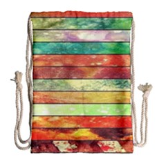 Stripes Color Oil Drawstring Bag (large) by BangZart