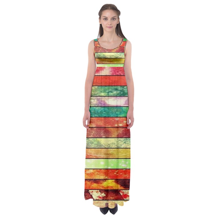 Stripes Color Oil Empire Waist Maxi Dress