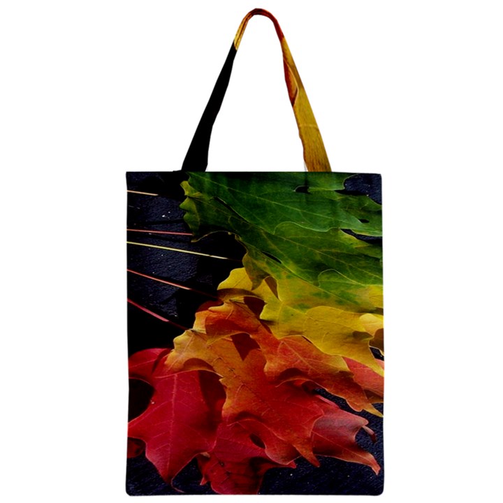 Green Yellow Red Maple Leaf Zipper Classic Tote Bag