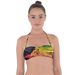 Green Yellow Red Maple Leaf Halter Bandeau Bikini Top