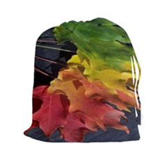 Green Yellow Red Maple Leaf Drawstring Pouches (xxl)
