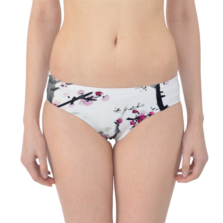 Pink Flower Ink Painting Art Hipster Bikini Bottoms