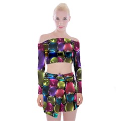 Stained Glass Off Shoulder Top With Skirt Set by BangZart
