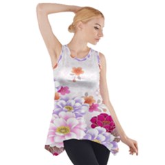 Sweet Flowers Side Drop Tank Tunic