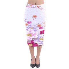 Sweet Flowers Velvet Midi Pencil Skirt