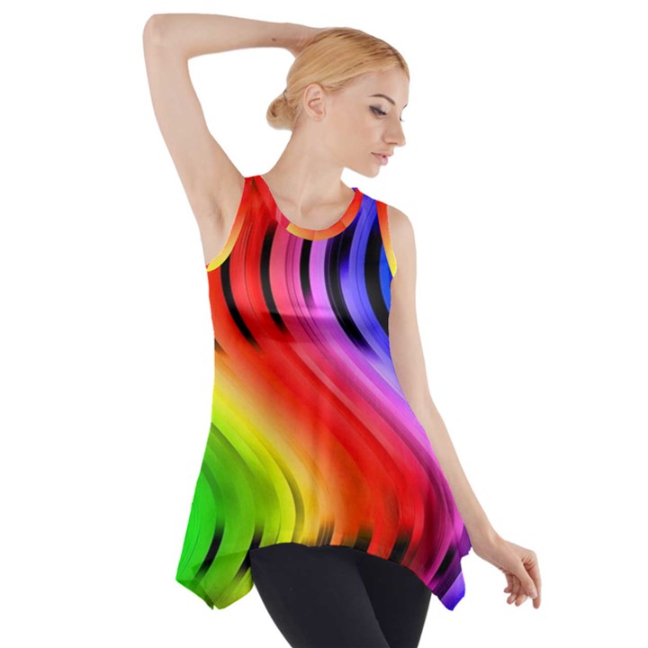 Colorful Vertical Lines Side Drop Tank Tunic