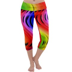 Colorful Vertical Lines Capri Yoga Leggings