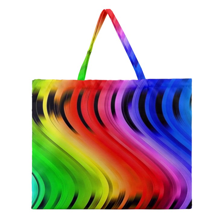 Colorful Vertical Lines Zipper Large Tote Bag