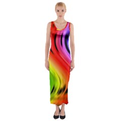 Colorful Vertical Lines Fitted Maxi Dress
