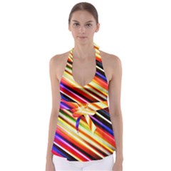 Funky Color Lines Babydoll Tankini Top