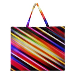 Funky Color Lines Zipper Large Tote Bag